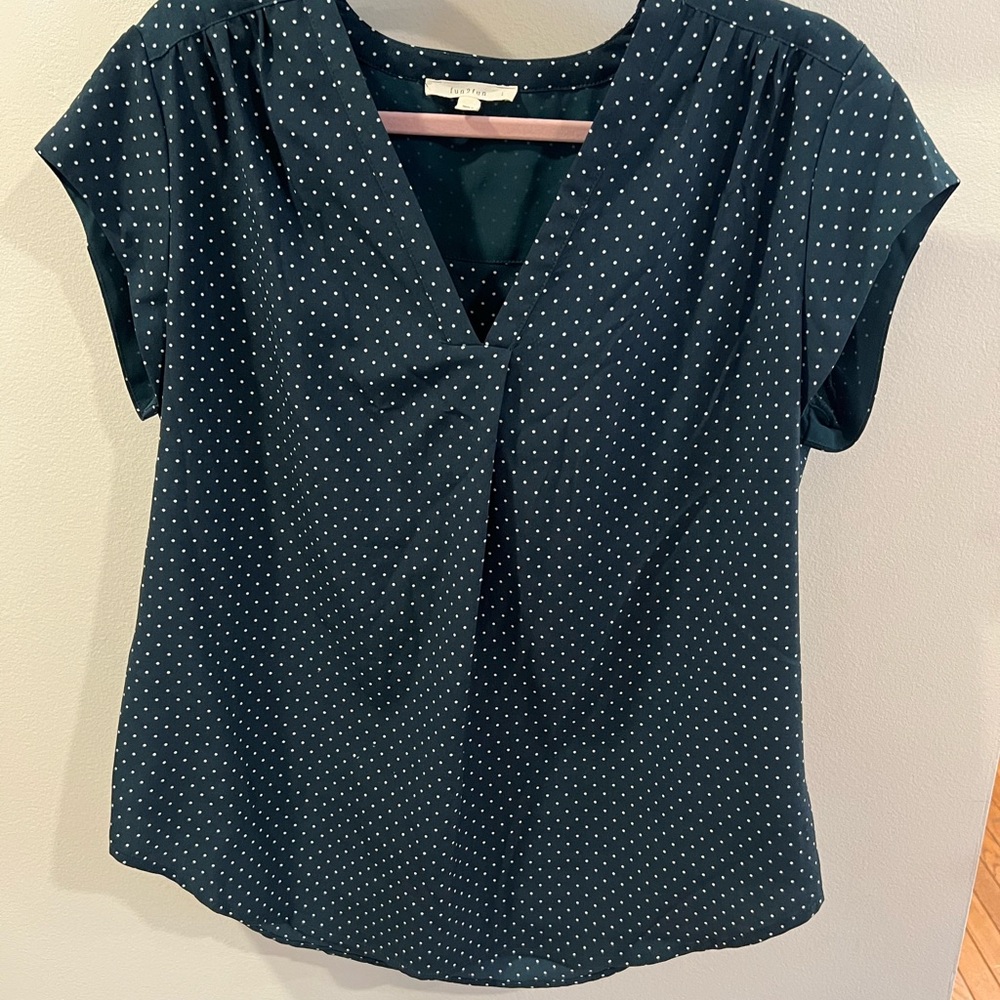 Polka Dot V-Neck Blouse